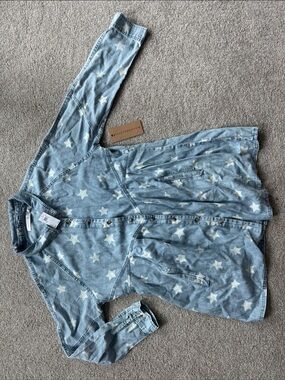 Star-Print Light Blue Denim Shirt Dress by Billy T